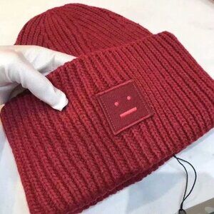 Acne Dark Red Knit Hat